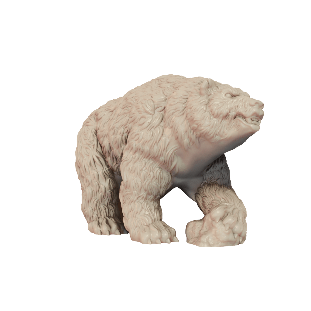 Bear paw on small rock render of miniature