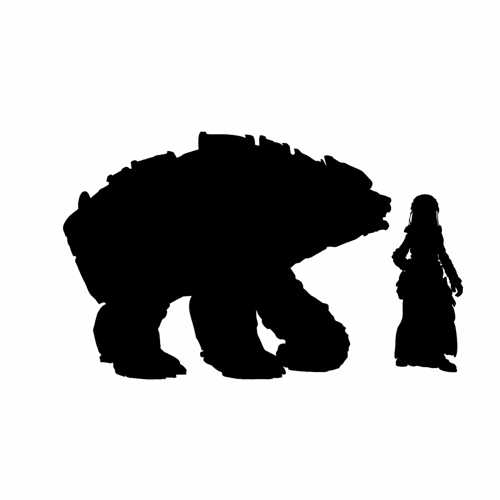 Bear stalking scale comparison to 28mm human miniature