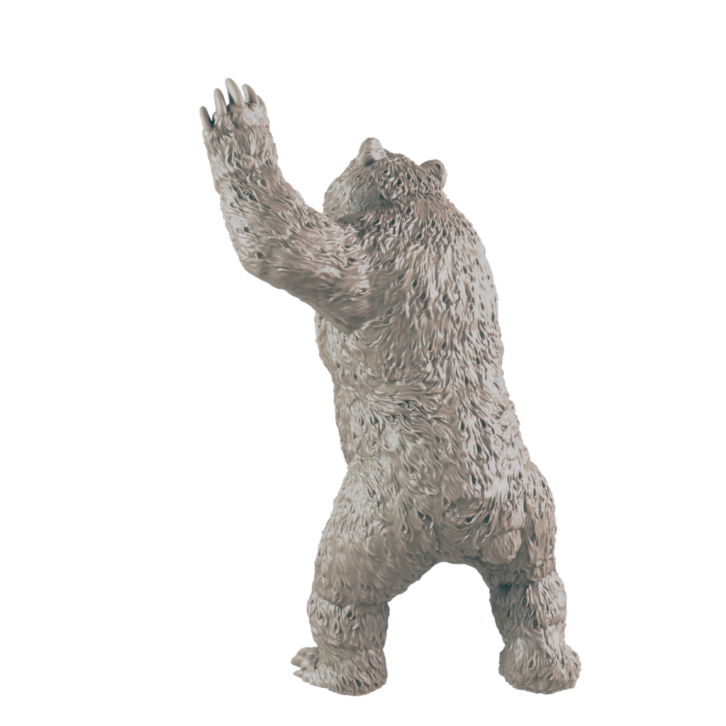 Bear standing  with raised paw miniature render back view