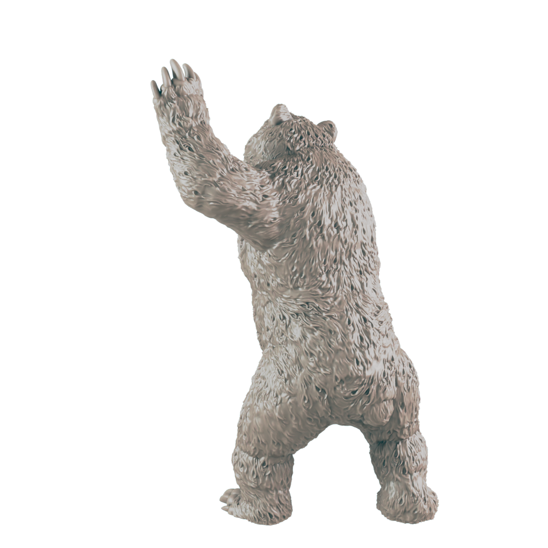 Bear standing  with raised paw miniature render back view