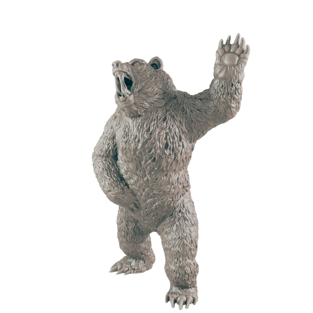 Bear standing  with raised paw miniature render front view