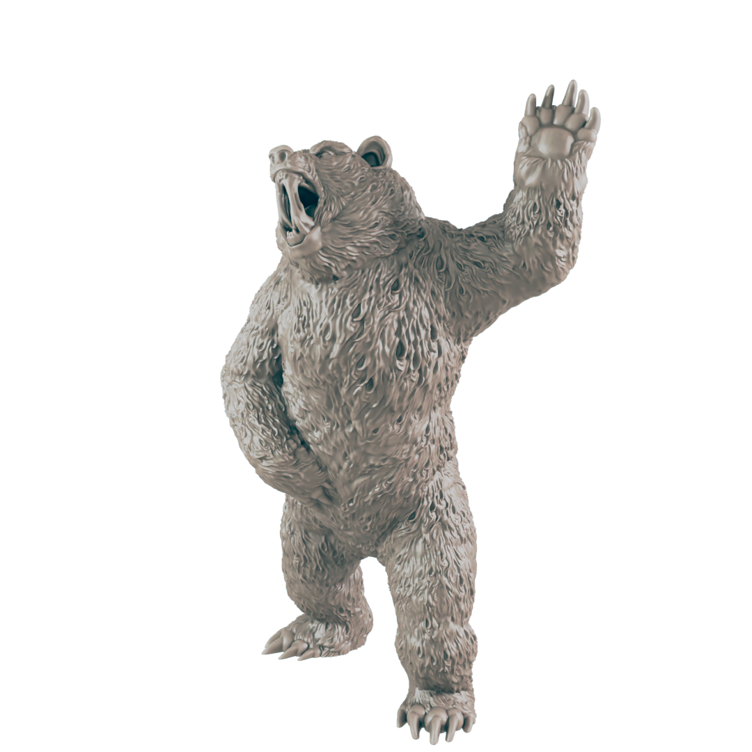 Bear standing  with raised paw miniature render front view