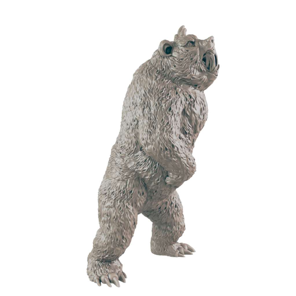 Bear standing  with raised paw miniature render side view
