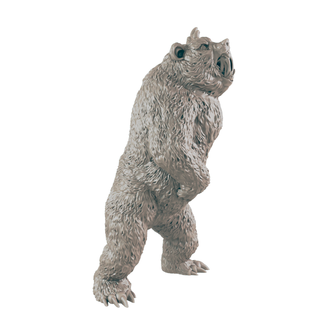 Bear standing  with raised paw miniature render side view
