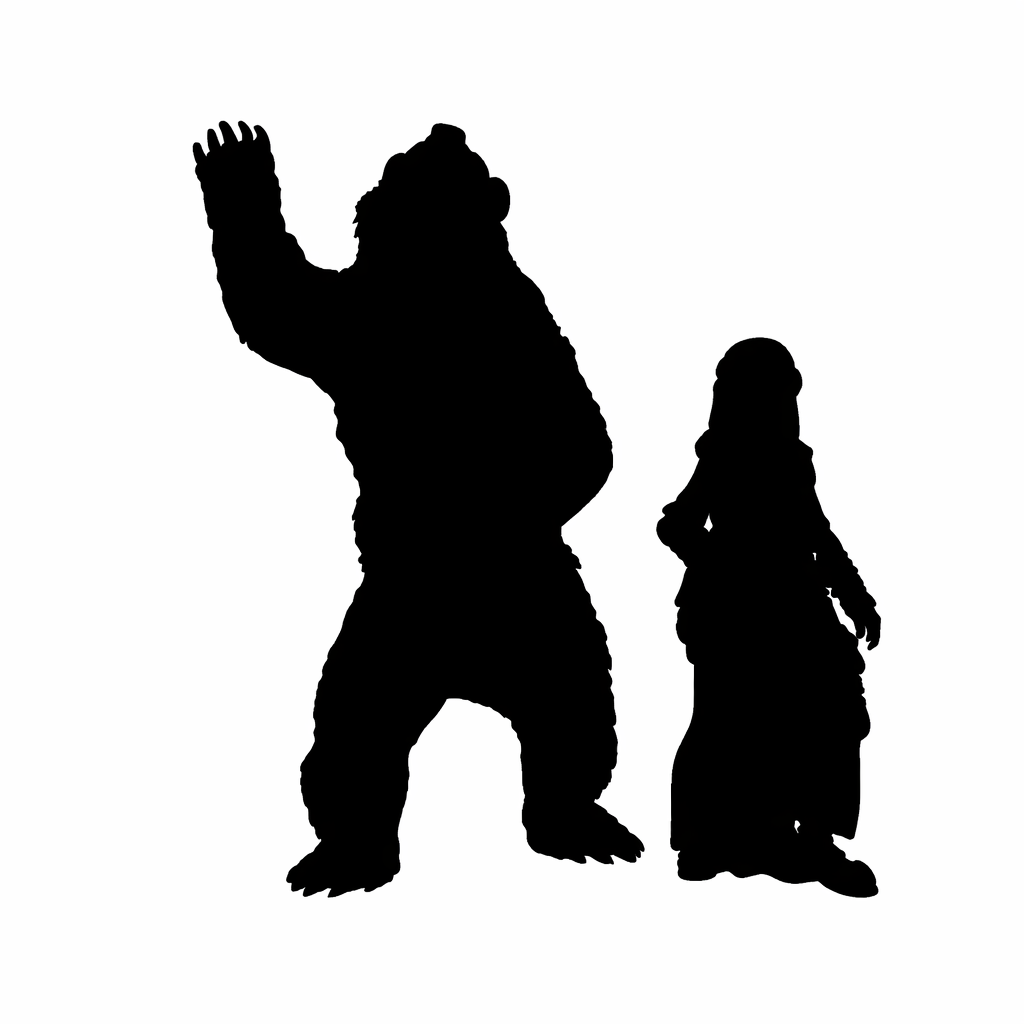 Bear standing  with raised paw scale comparison to a 28mm Human miniature