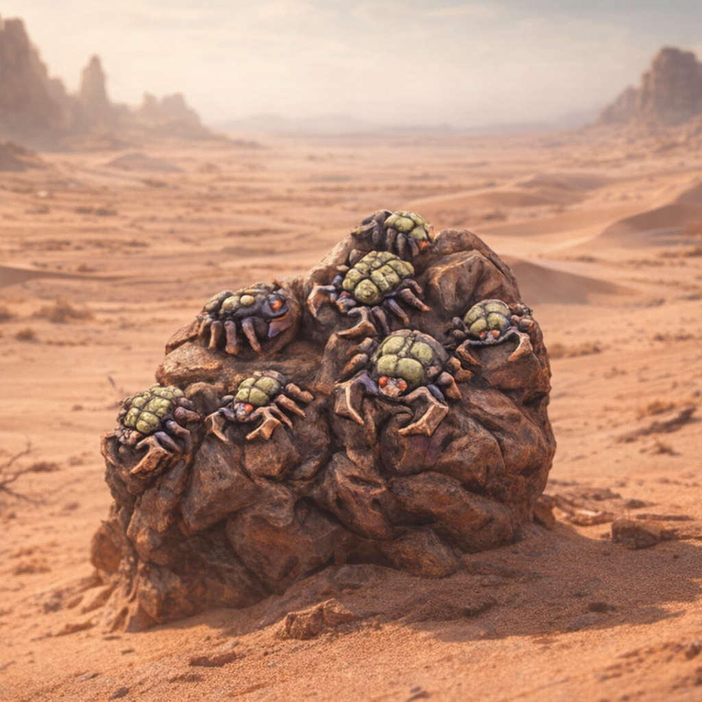 Beetle Swarm in a desert landscape