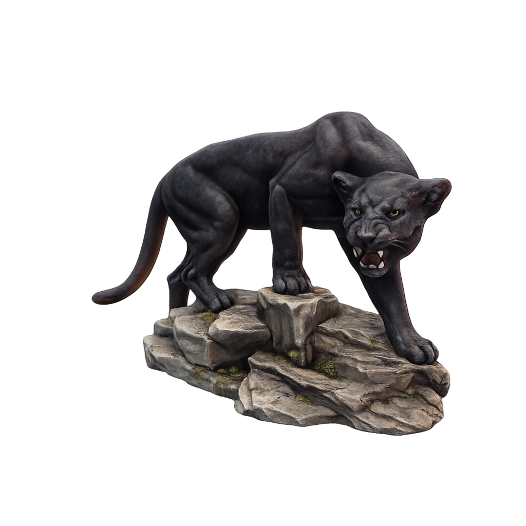 Painted Black Panther on rock miniature