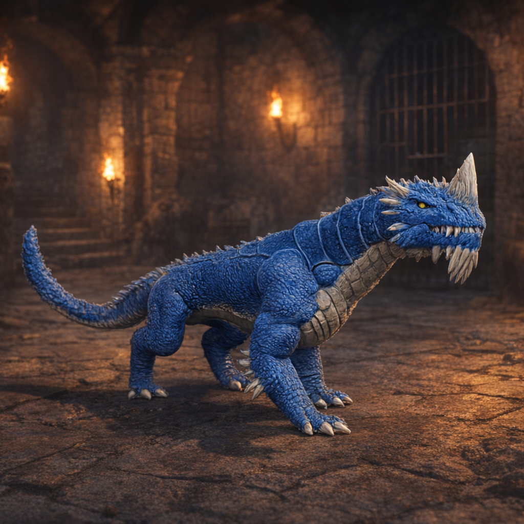 Blue guard drake in a stone dungeon