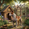 Bull Terrier in a garden