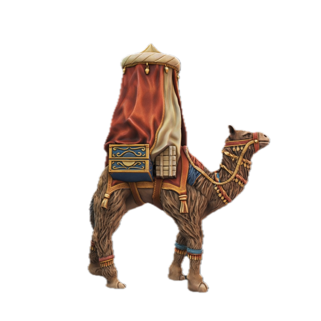 Painted Camel With Ornamental Tent miniature