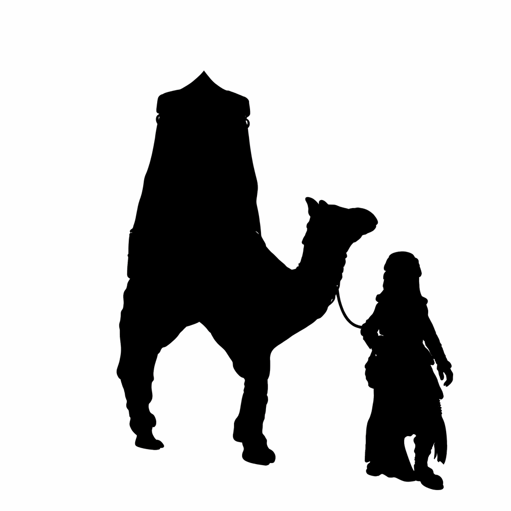 Camel with ornamental tent scale comparison to 28mm human miniature