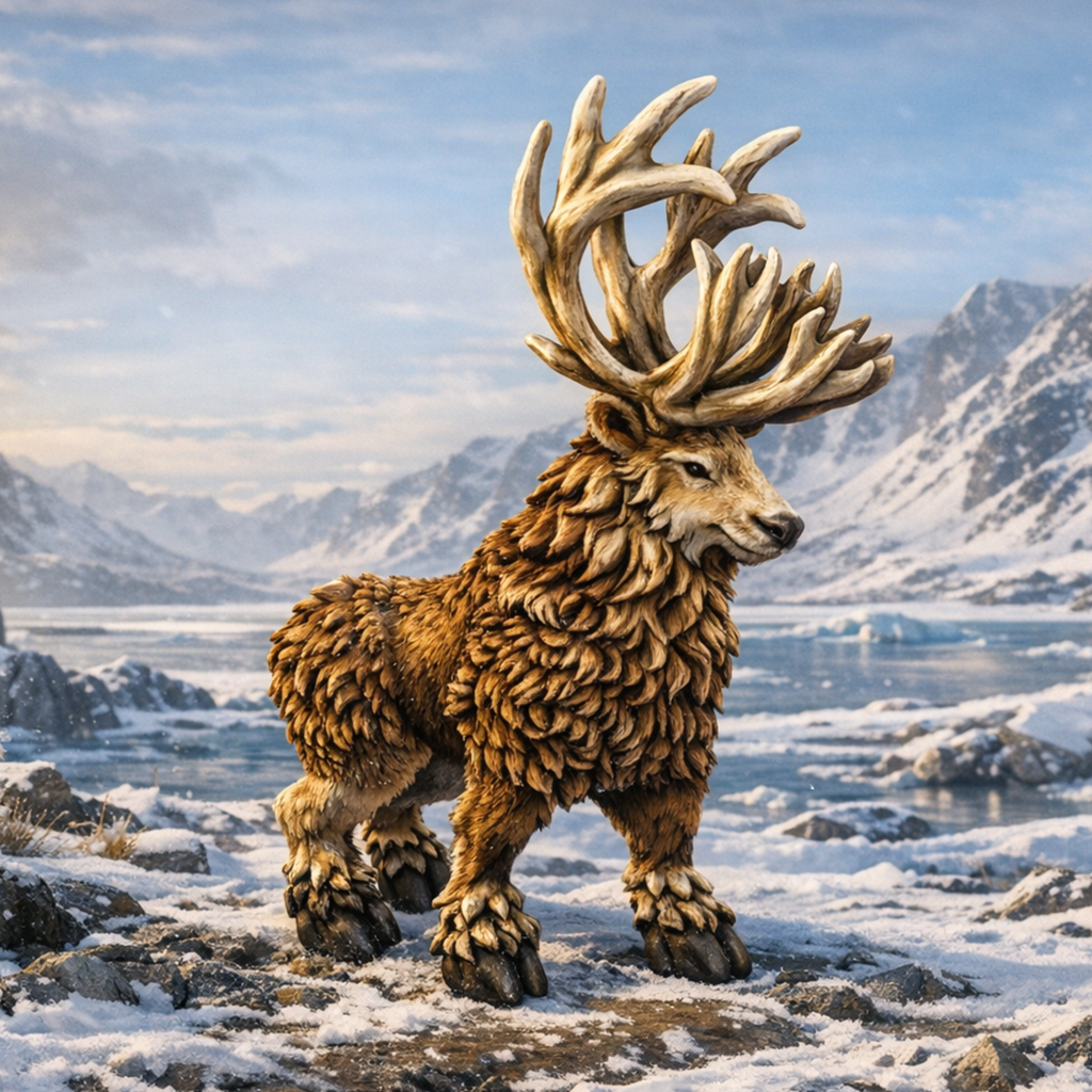 Caribou in a snowy landscape
