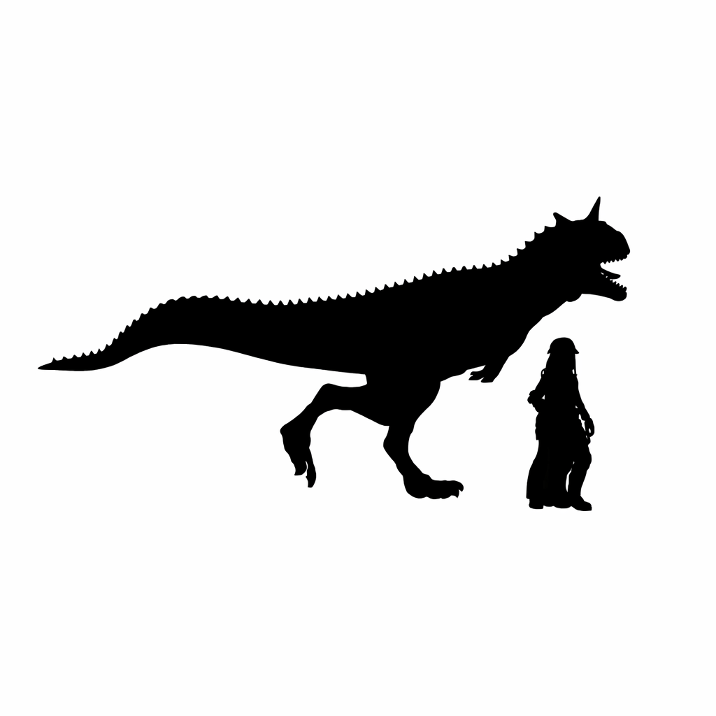Carnotaurus running scale comparison to 28mm human miniature