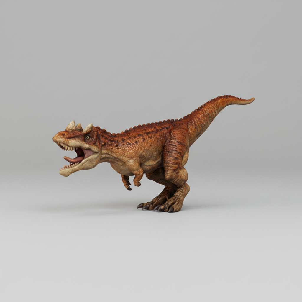 Painted Ceratosaurus on a grey background