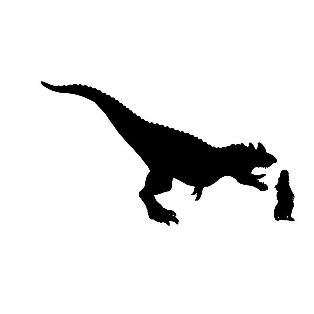 Ceratosaurus scale comparison to 28mm human miniature