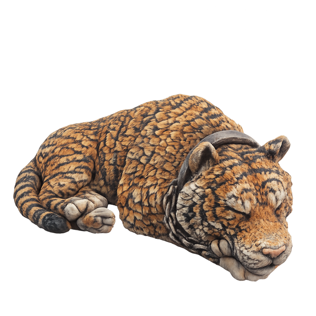 Painted Chained Tiger Asleep miniature