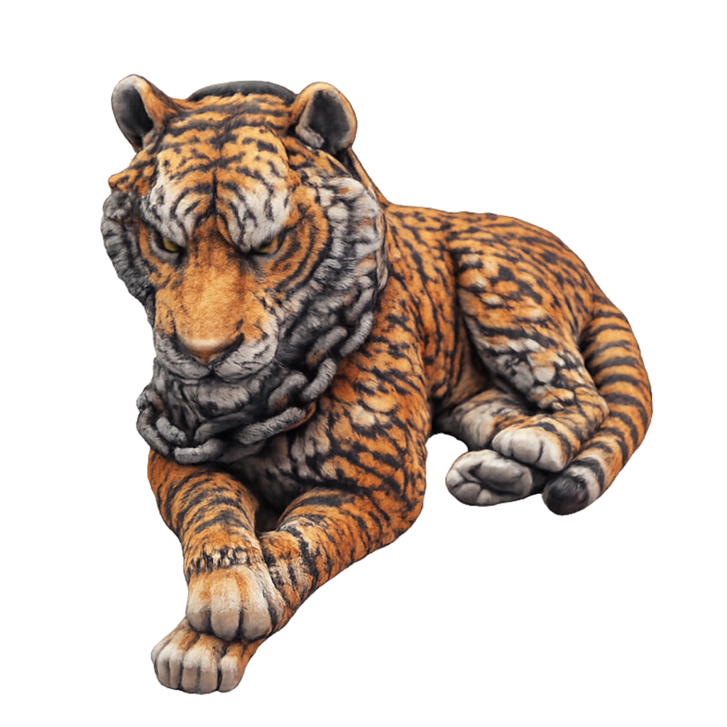 Painted Chained Tiger Laying miniature