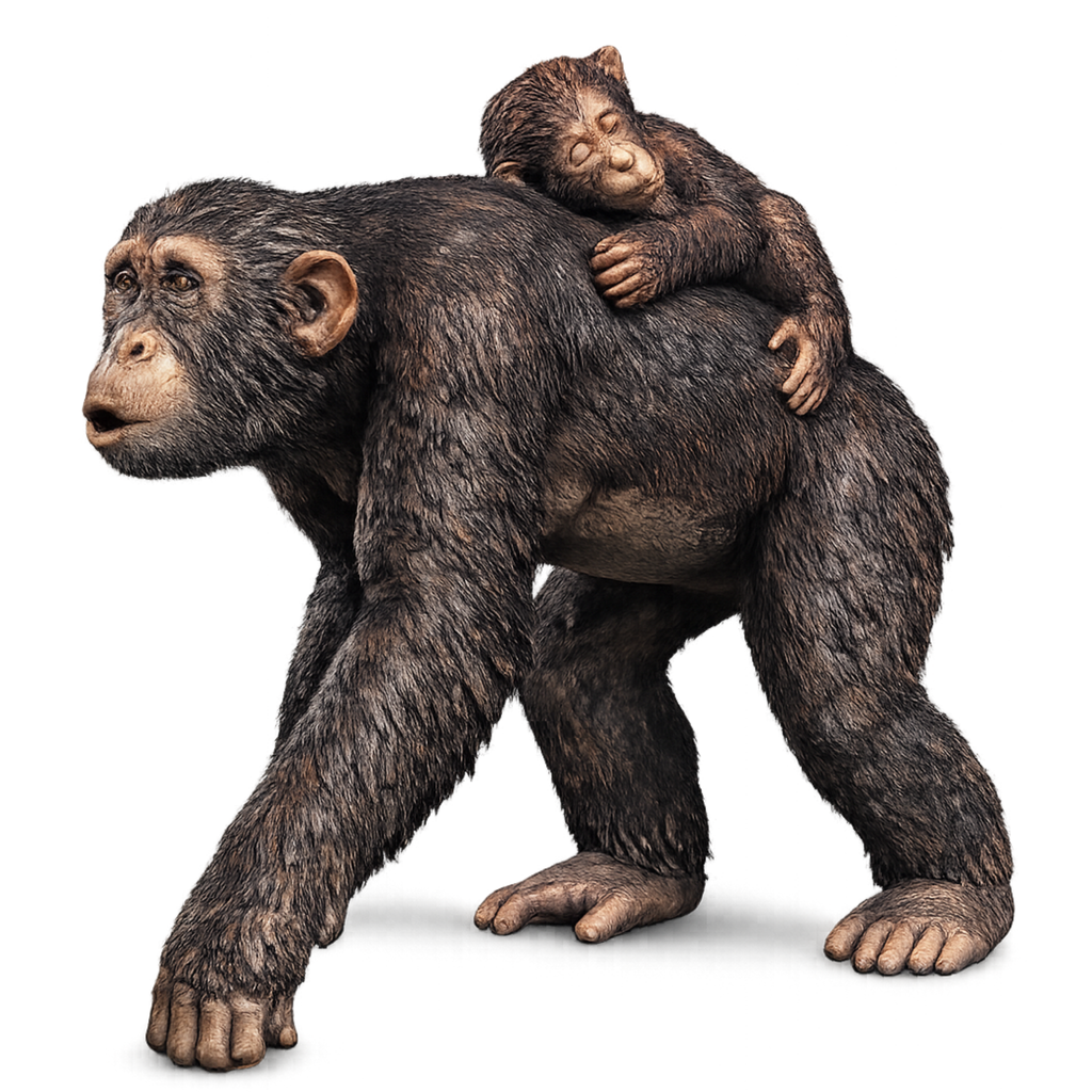 Painted Chimpanzee with Baby miniature