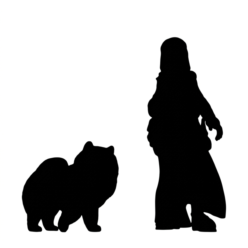 Chow Chow scale comparison to 28mm human miniature