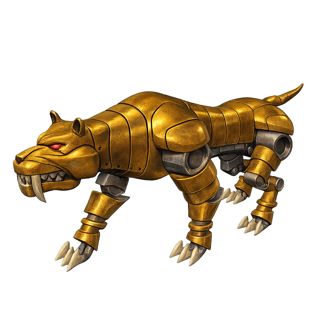 Painted Clockwork Sabretooth Tiger miniature