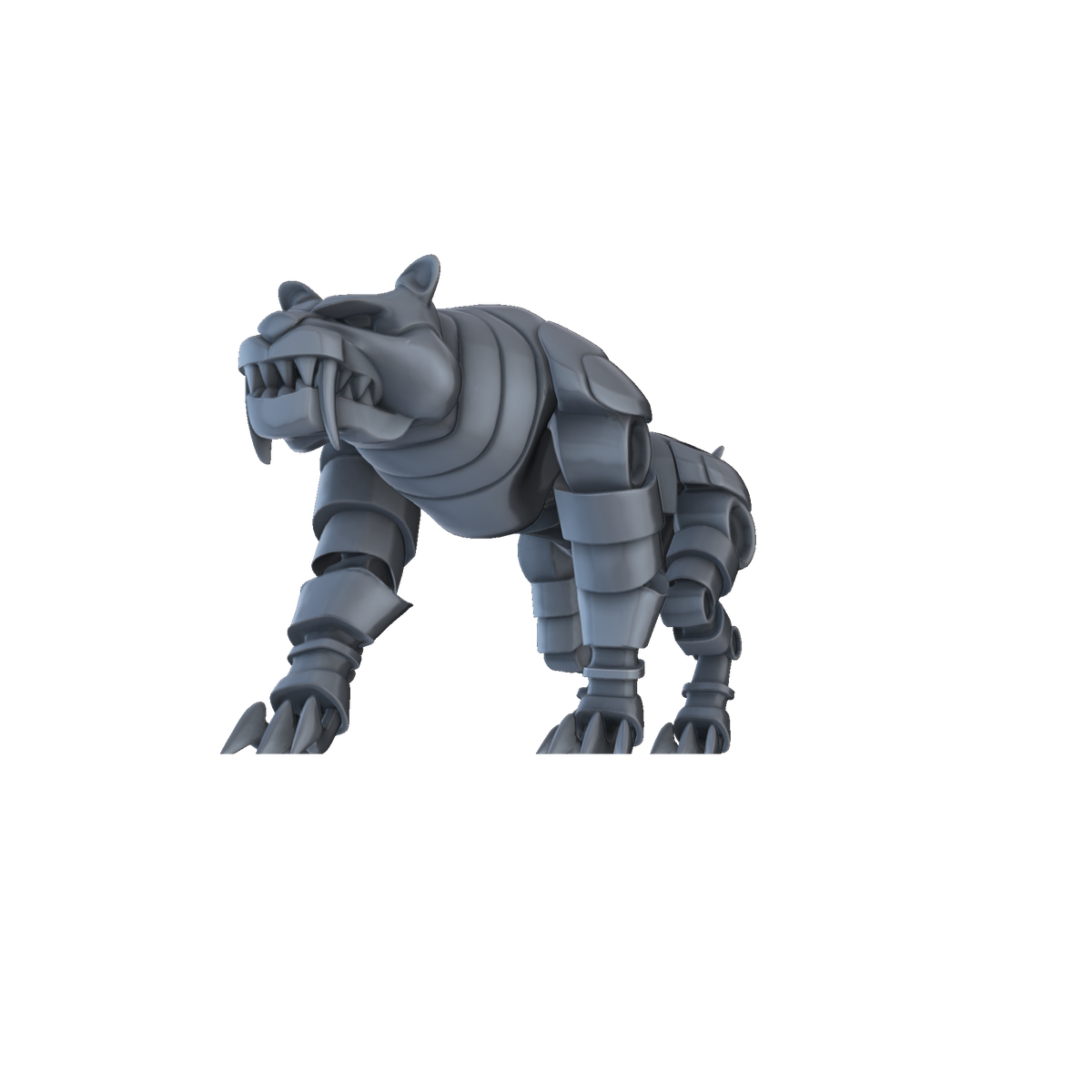 3D printed Clockwork Sabretooth Tiger front view