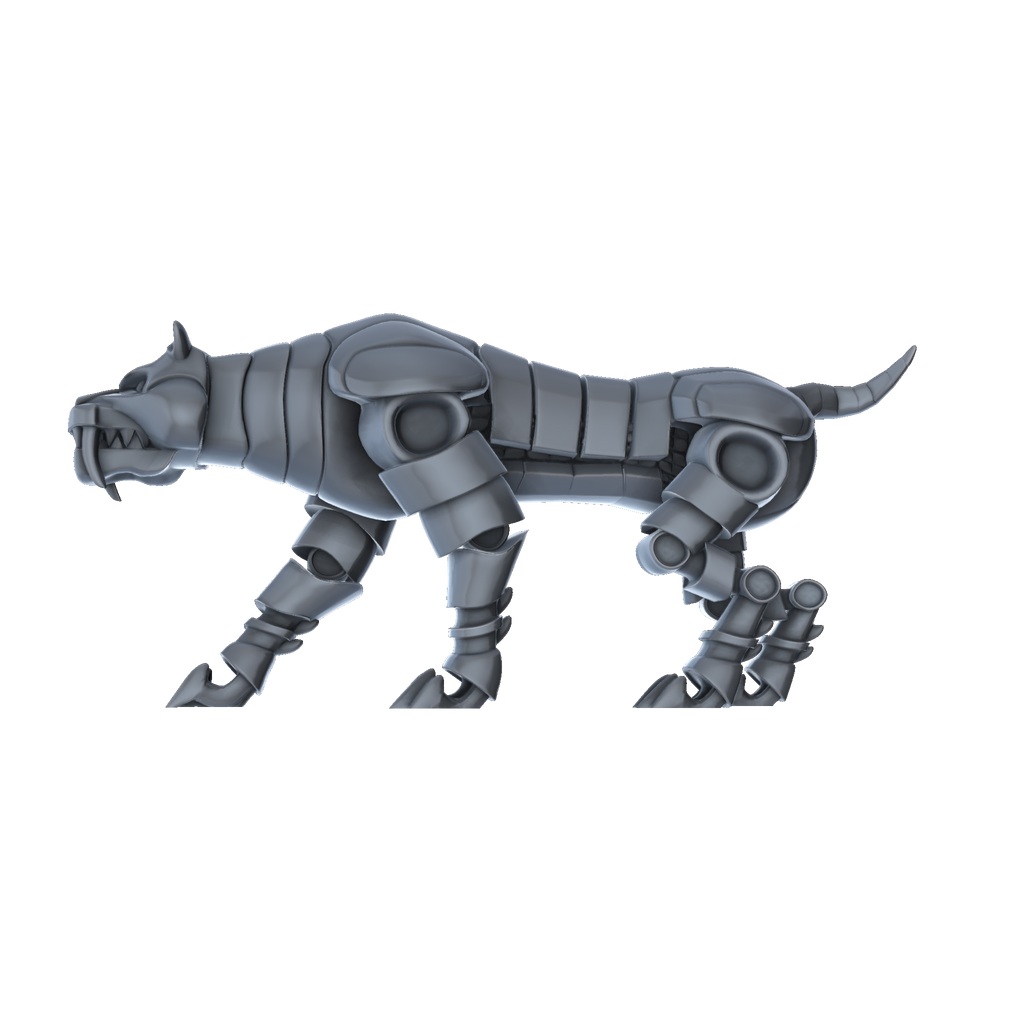 3D printed Clockwork Sabretooth Tiger side view