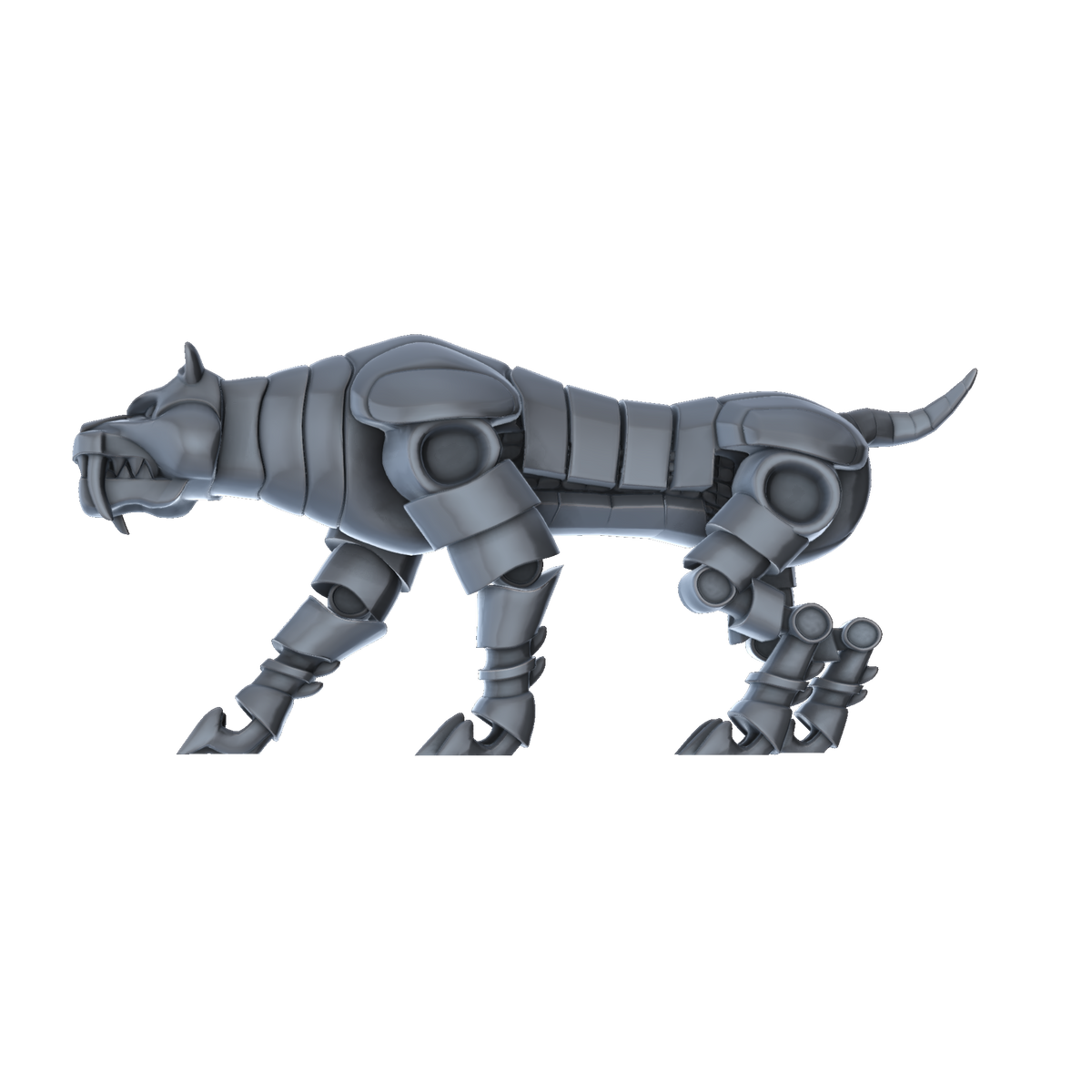 3D printed Clockwork Sabretooth Tiger side view