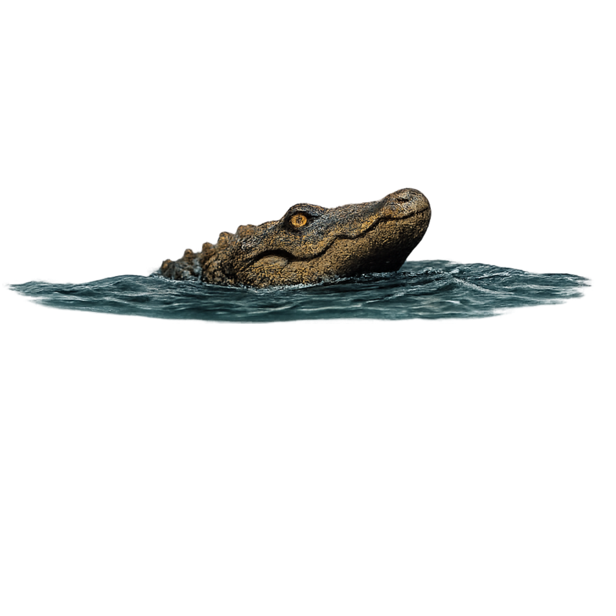 Painted Crocodile Head out of water miniature