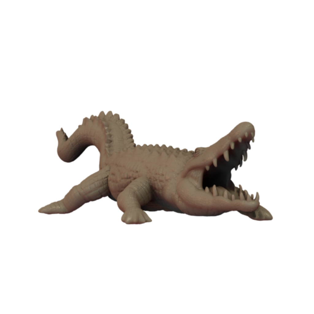 Crocodile with mouth open 3D printed miniature front view