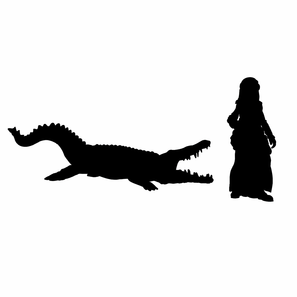 Crocodile with mouth open scale comparison to 28mm human miniature