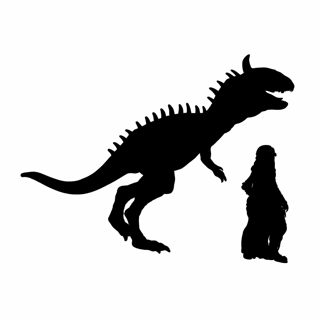 Cryolophosaurus scale comparison to 28mm human miniature