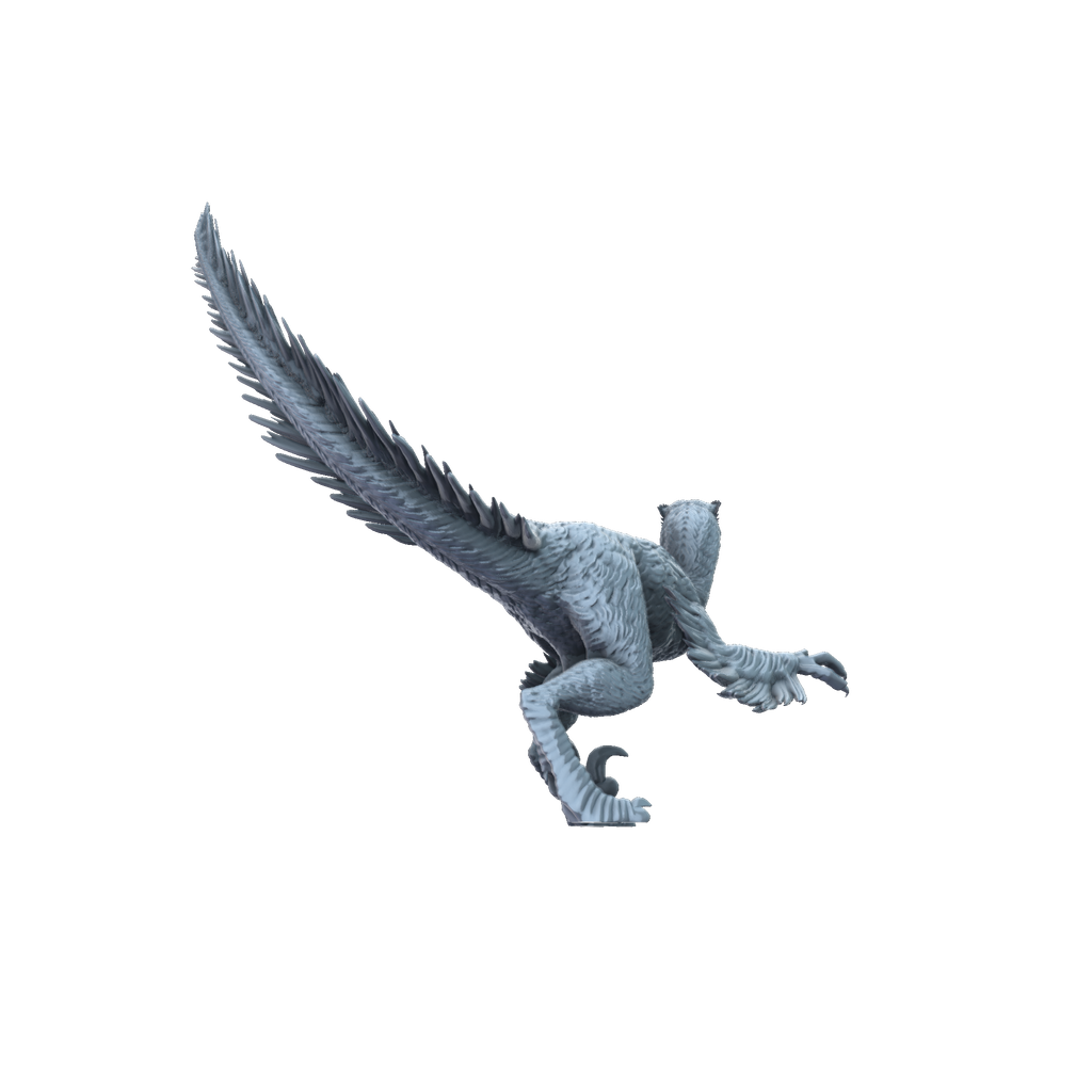 3D printed Deinonychus feathered rear view