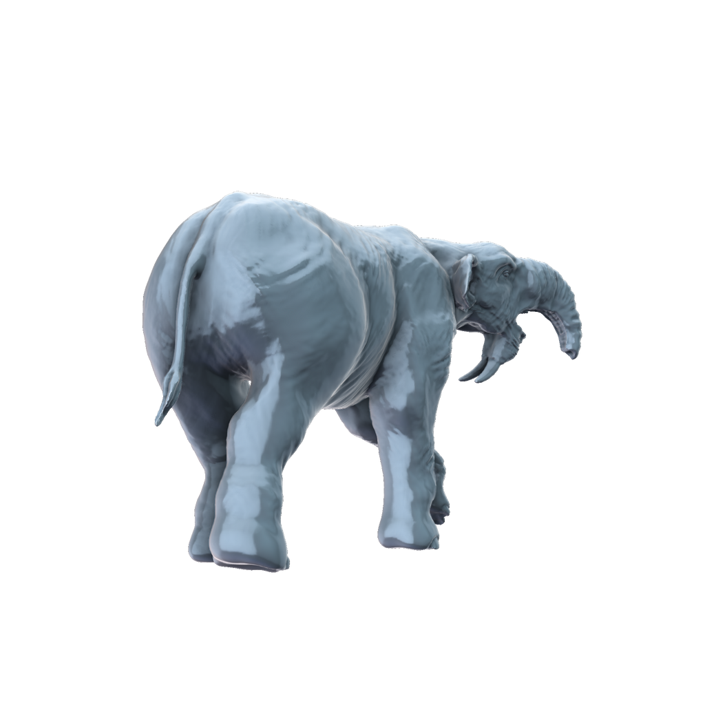 3D printed Deinotherium walking rear view