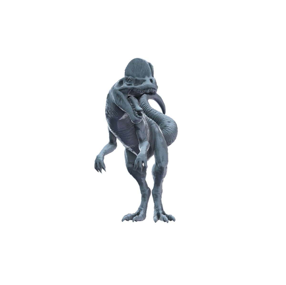 3D printed Dilophosaurus frontview