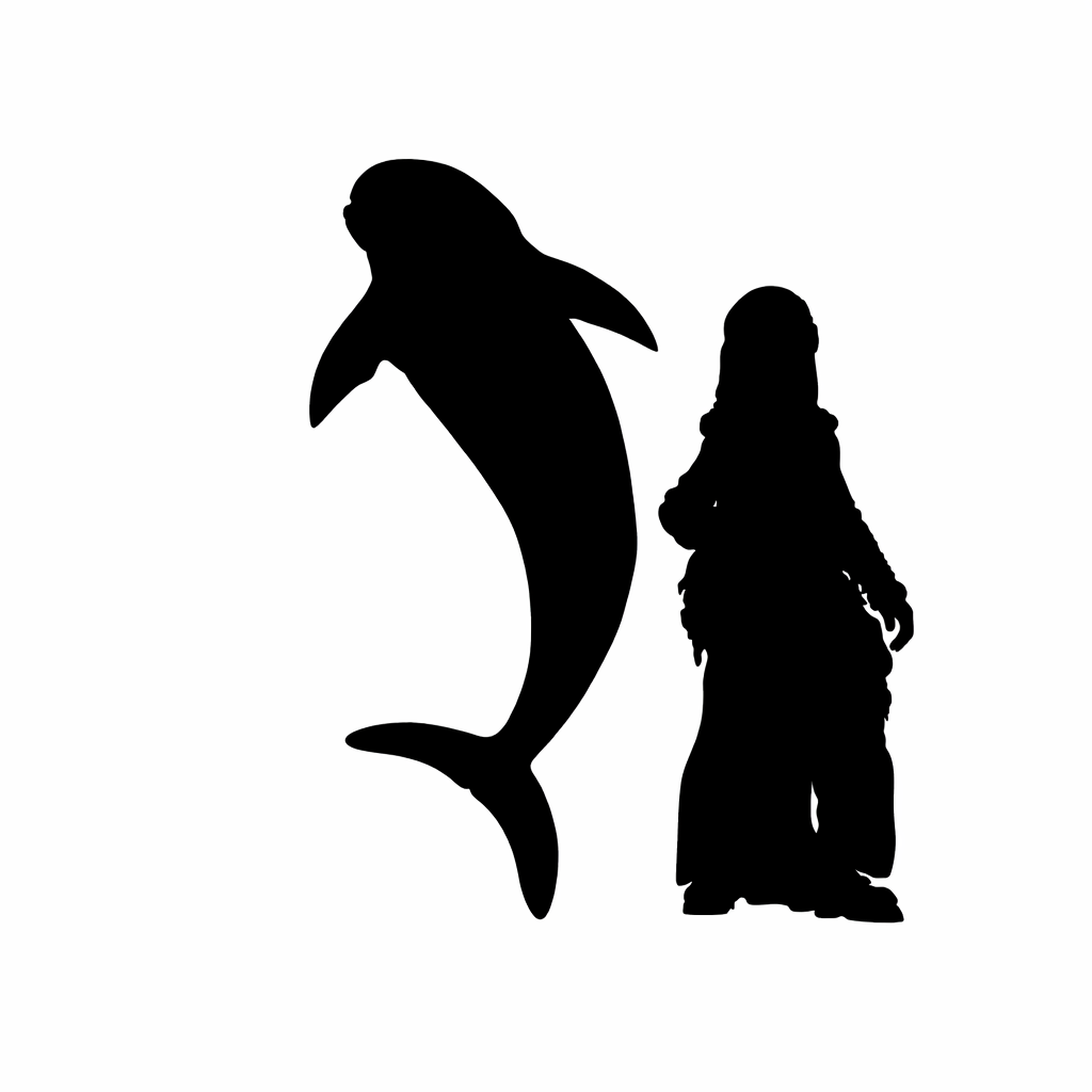 Dolphin Leaping scale comparison to 28mm human miniature