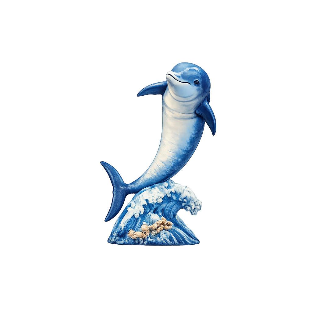 Painted Dolphin riding wave miniature