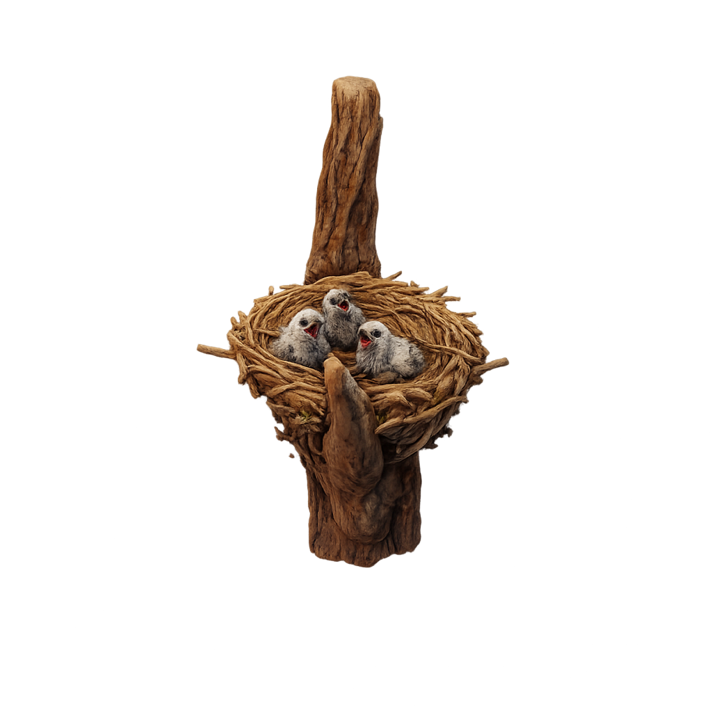 Painted Eagle Nest with Chicks in Tree  miniature