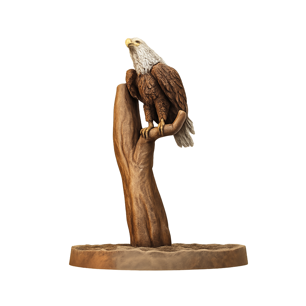 Painted Eagle in Tree miniature