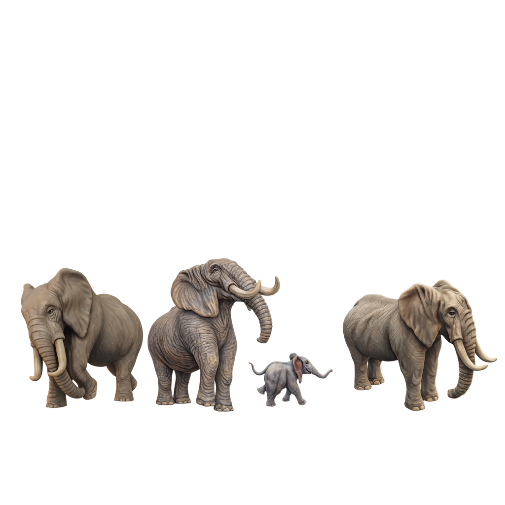 Painted Elelphant Herd miniatures