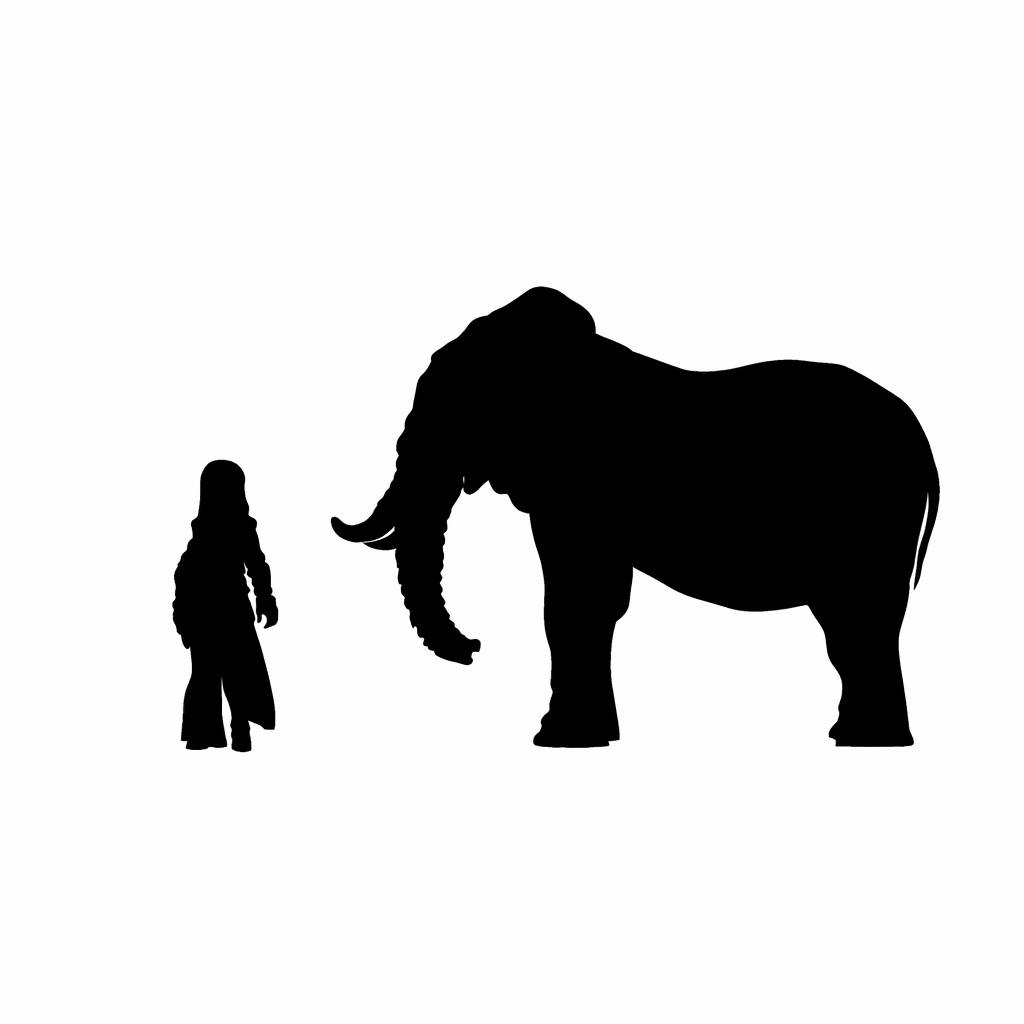 Elelphant Standing scale comparison to 28mm human miniature