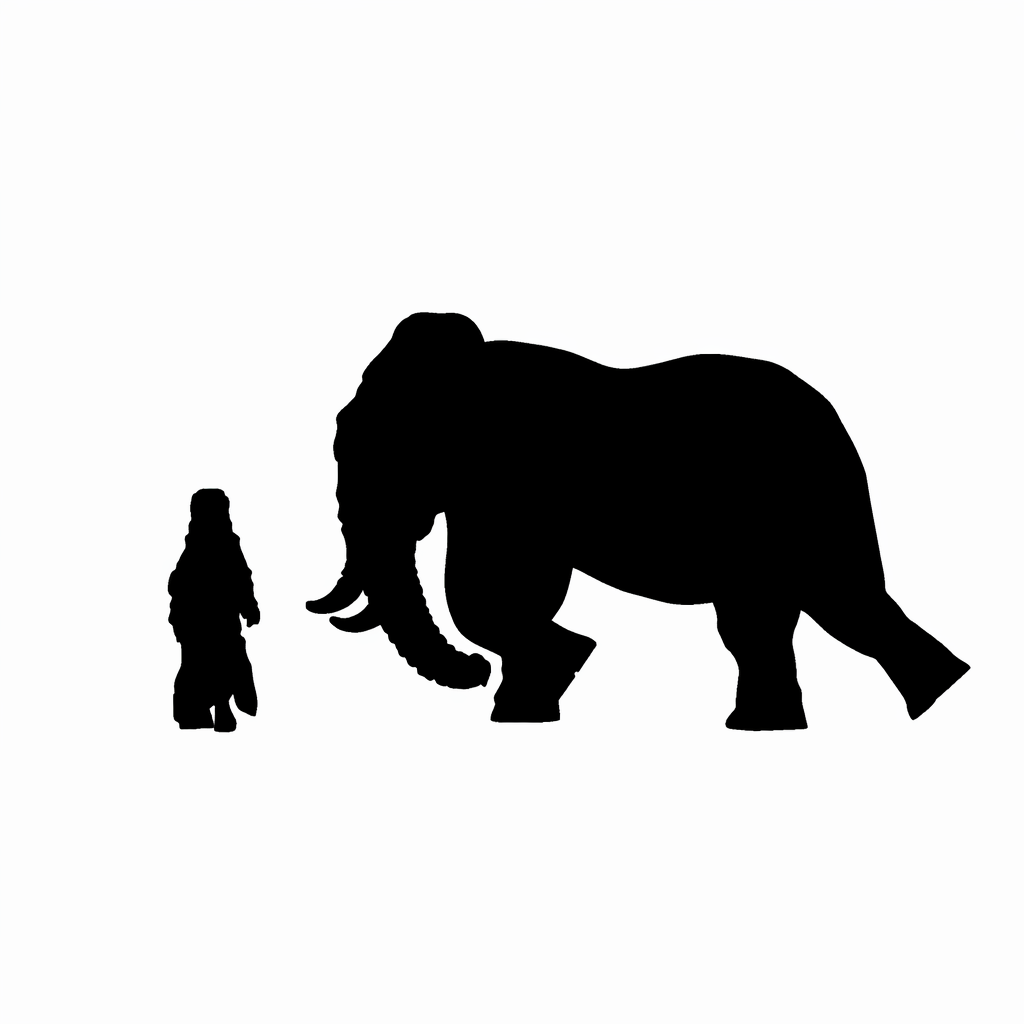 Elephant Charging scale comparison to 28mm human miniature