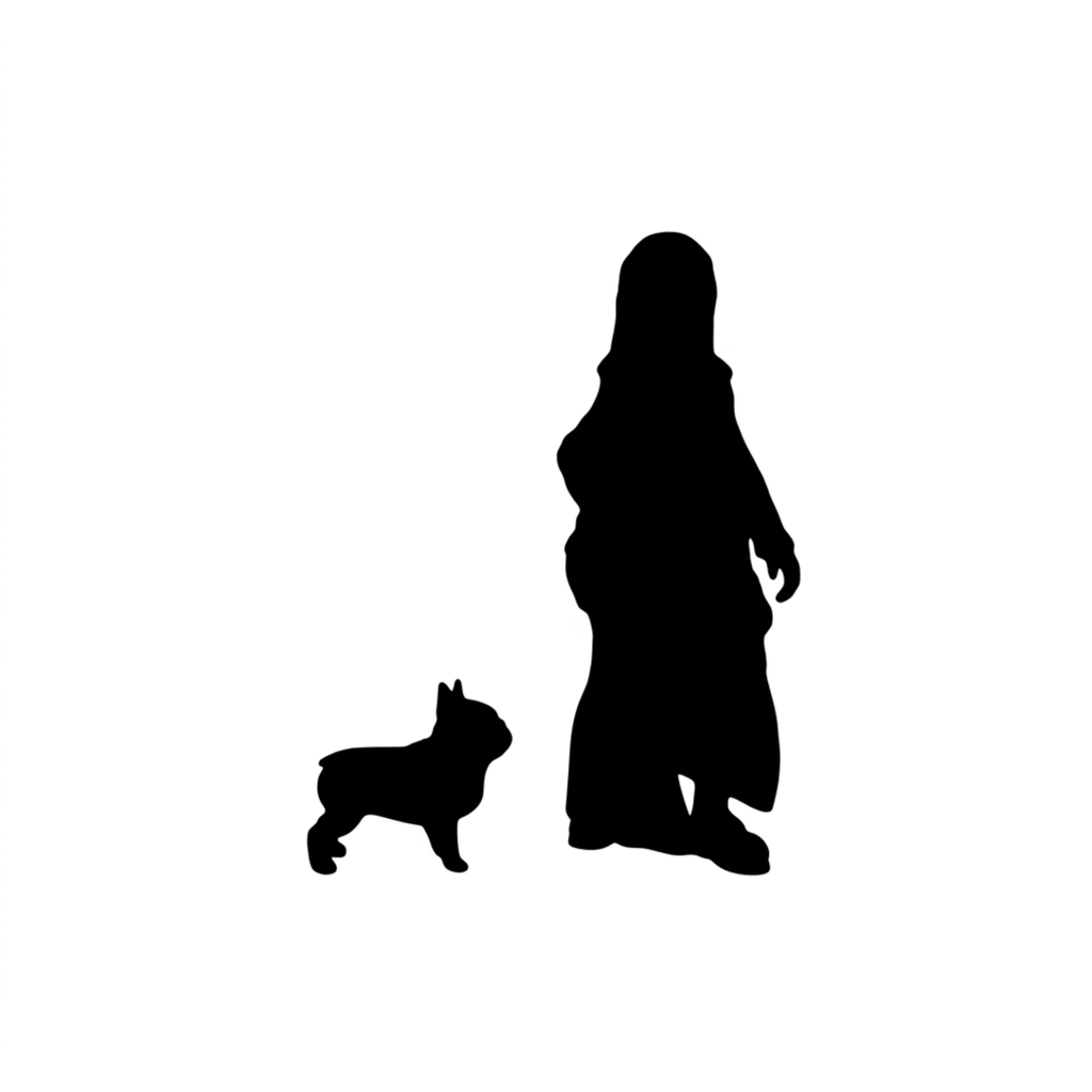 French Bulldog scale comparison to 28mm human miniature