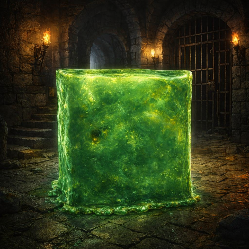 Gelatinous Cube in a dungeon