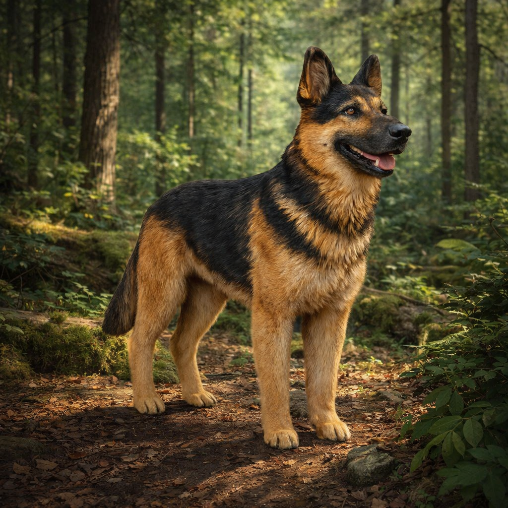 German Shepherd dog in a forest