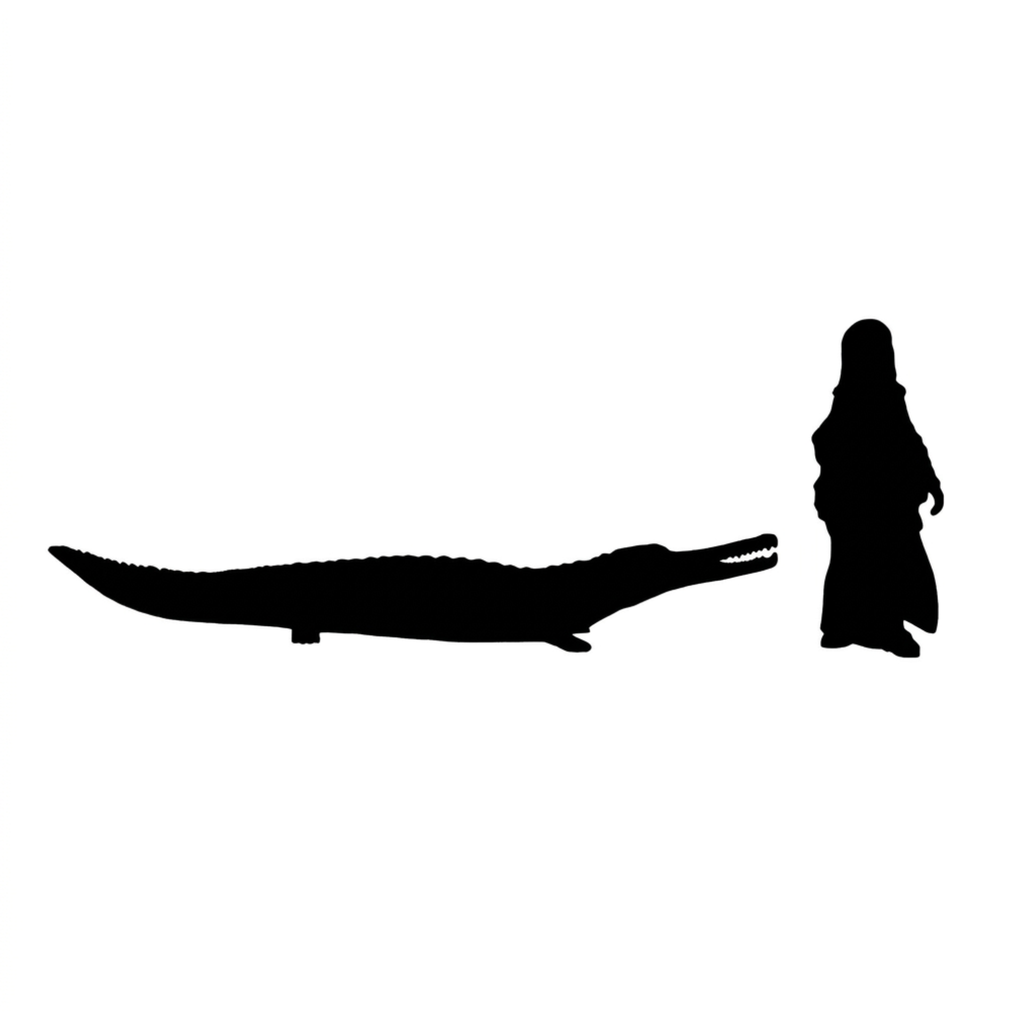 Gharial Crocodile scale comparison to 28mm human miniature