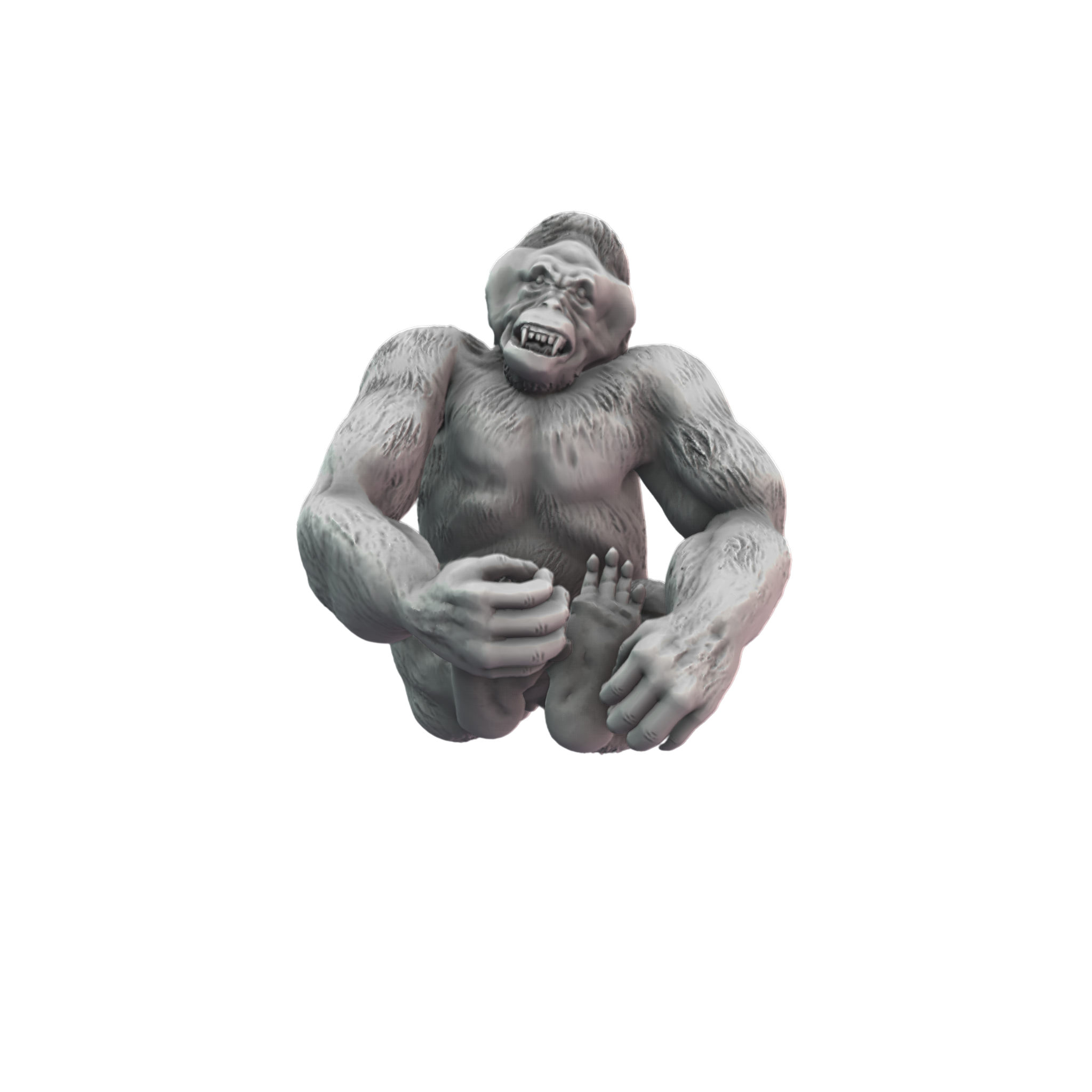 Gigantopithecus Sitting 3D Print front view