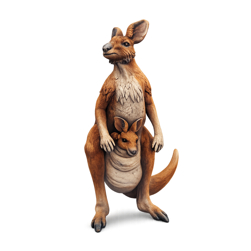 Painted Kangeroo and Joey miniature