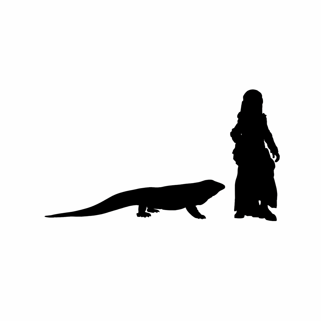 Komodo Dragon Standing scale comparison to 28mm human miniature