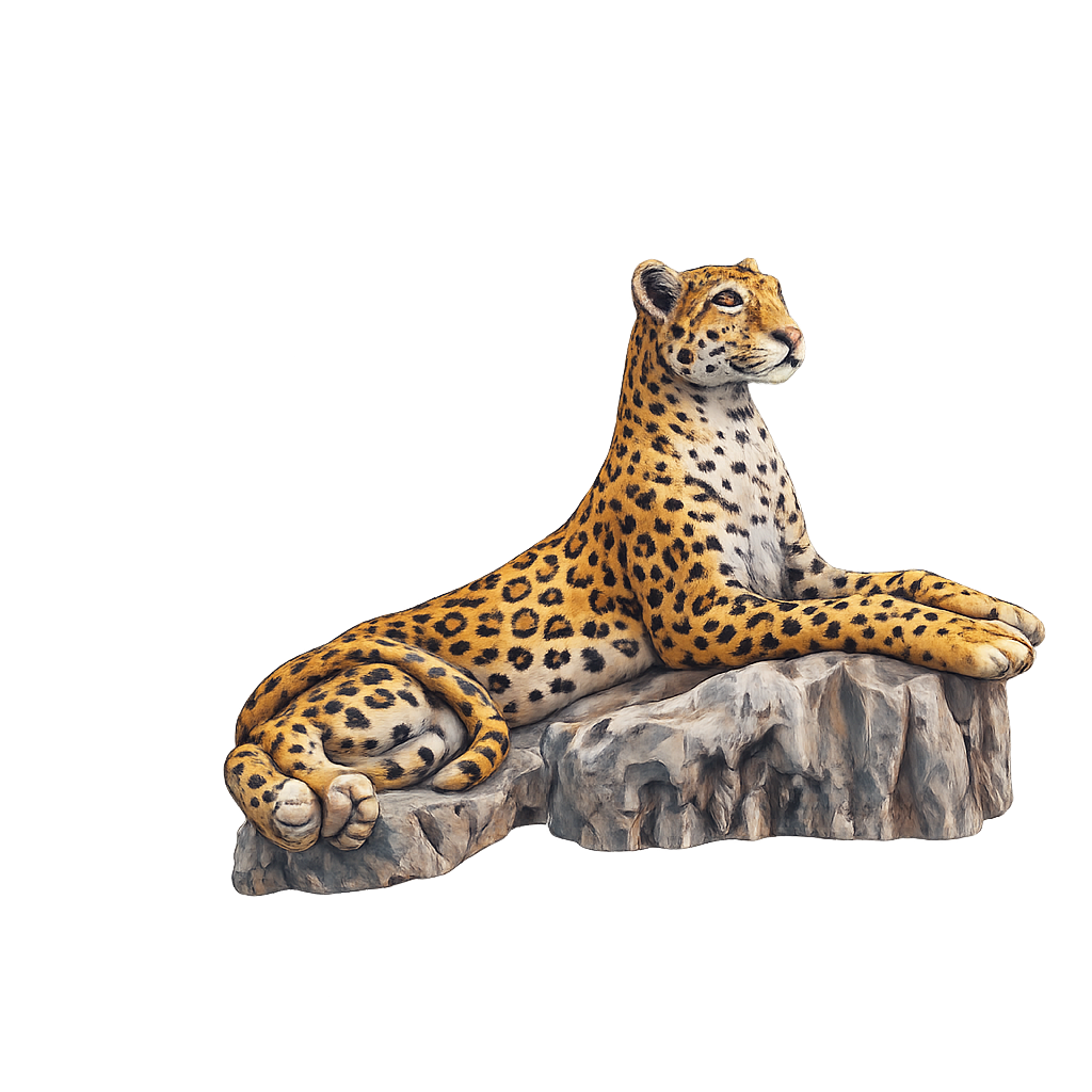Painted Leopard Laying miniature