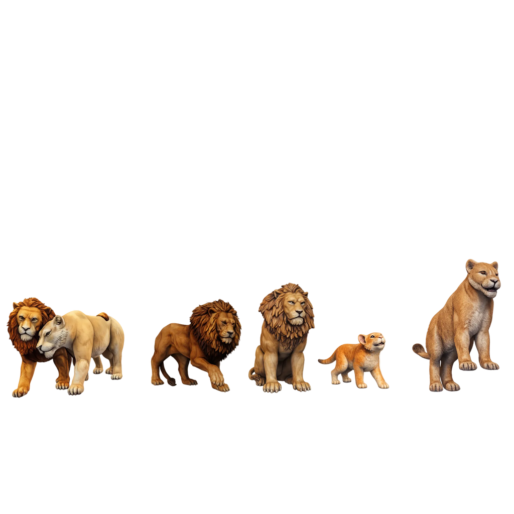 Painted Lion Pride miniatures
